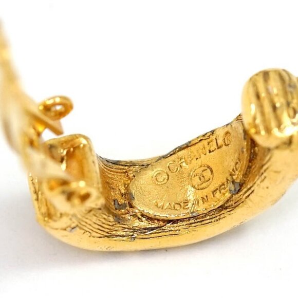 CHANEL 2 way Hoop Dangle Clip-On Earrings Gold Tone Auth #20091 - Picture 5 of 5